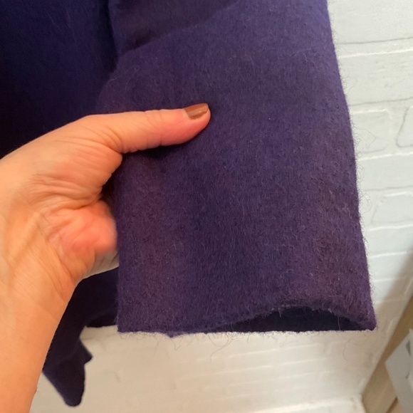 Linea Domani Jacket Cape 100% Boiled Wool High neck Deep Purple Pockets Sz S - Picture 7 of 16